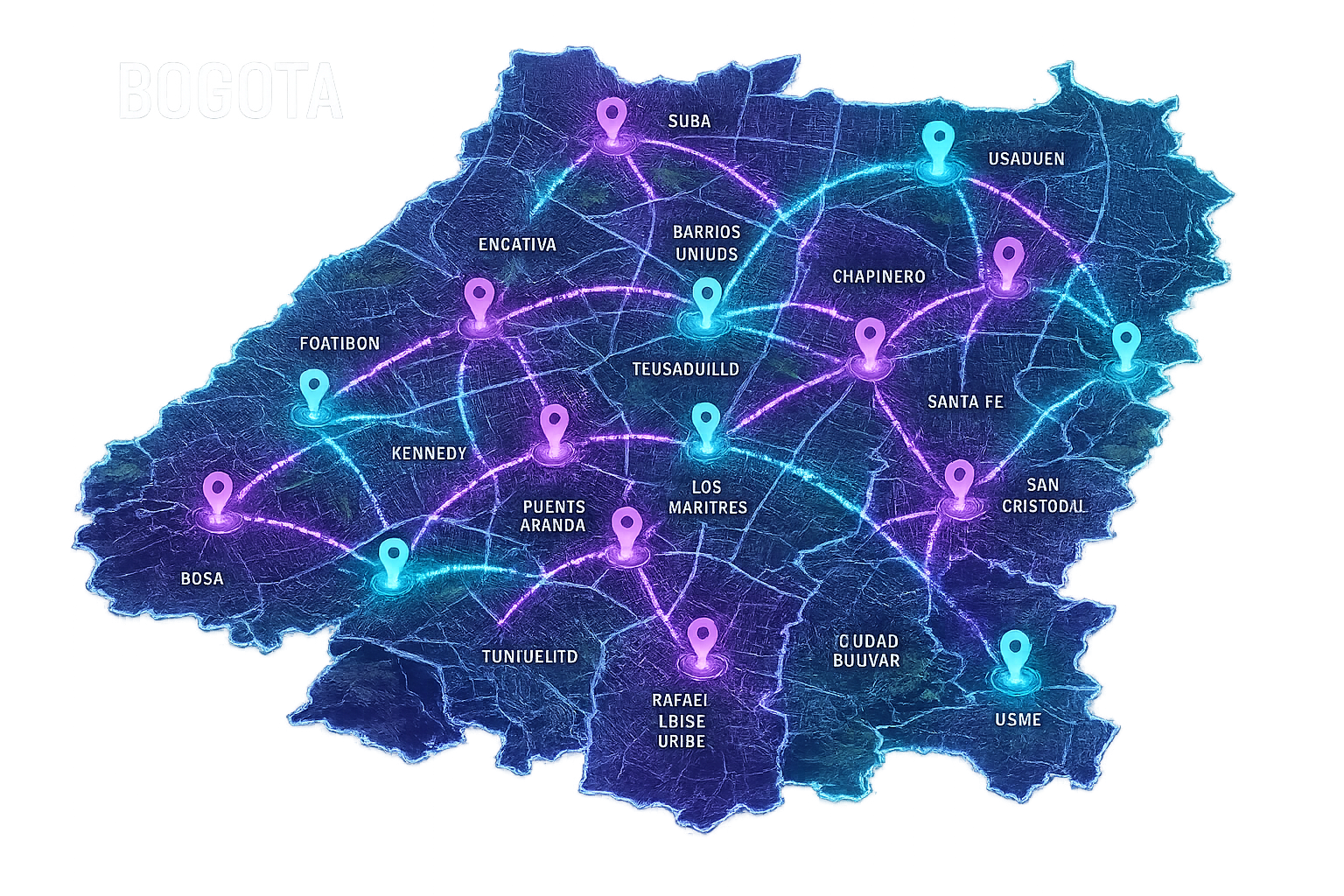 Mapa de Bogotá con negocios cerca de ti